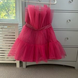 Showpo Hot Pink Strapless Tulle Dress